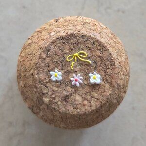 Brand New Hand Crafted Magnet Created from Champagne Cork Featuring Flowers